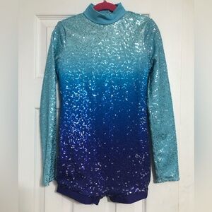 Weissman blue ombré sequins costume dance recital girls‎ size medium child